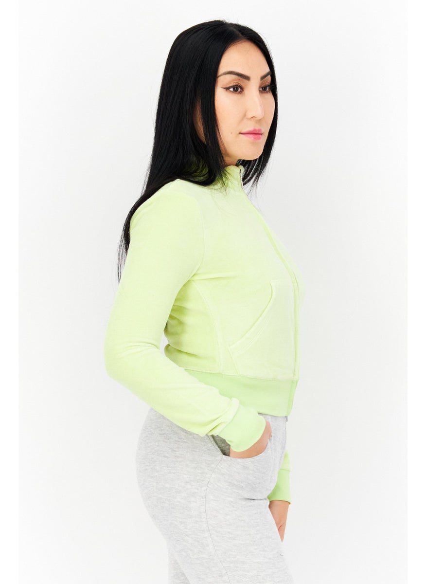 Juicy Couture Women Mock Neck Long Sleeve Textured Sweatshirt, Green  - Image 2