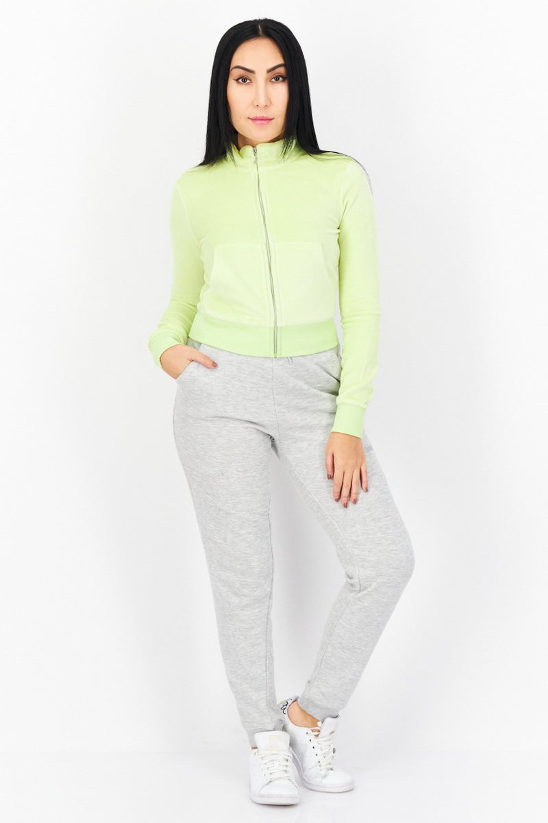 Juicy Couture سويت شيرت نسائي بأكمام طويلة وياقة مرتفعة، أخضر - Image 4