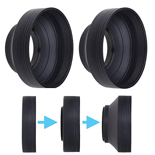 CamKix 67mm Camera Lens Hood - Rubber - Set of 2 - Collapsible in 3 Steps - Sun Shade/Shield - Reduces Lens Flare and Glare - Blocks Excess Sunlight for Enhanced Photography and Video Footage - Perfect - Image 1