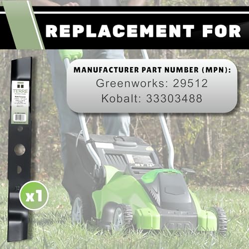 T TERRE Terre Products, Single Standard Lawn Mower Blade, 16 Inch Deck, Compatible with Greenworks 25322, 25142, Replacement for 29512 - Image 3