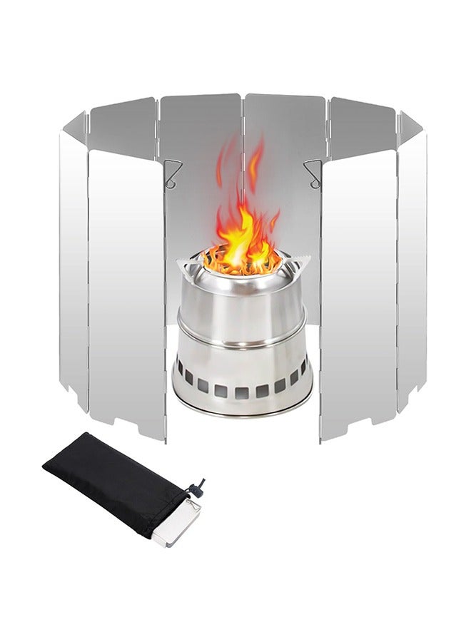 10 Pcs Uning Camp Stove Windscreen 10 Plates Aluminum for Stove in Camping, Hiking, Backpacking, Picnicking or in Backyard  (Silver) - Image 1