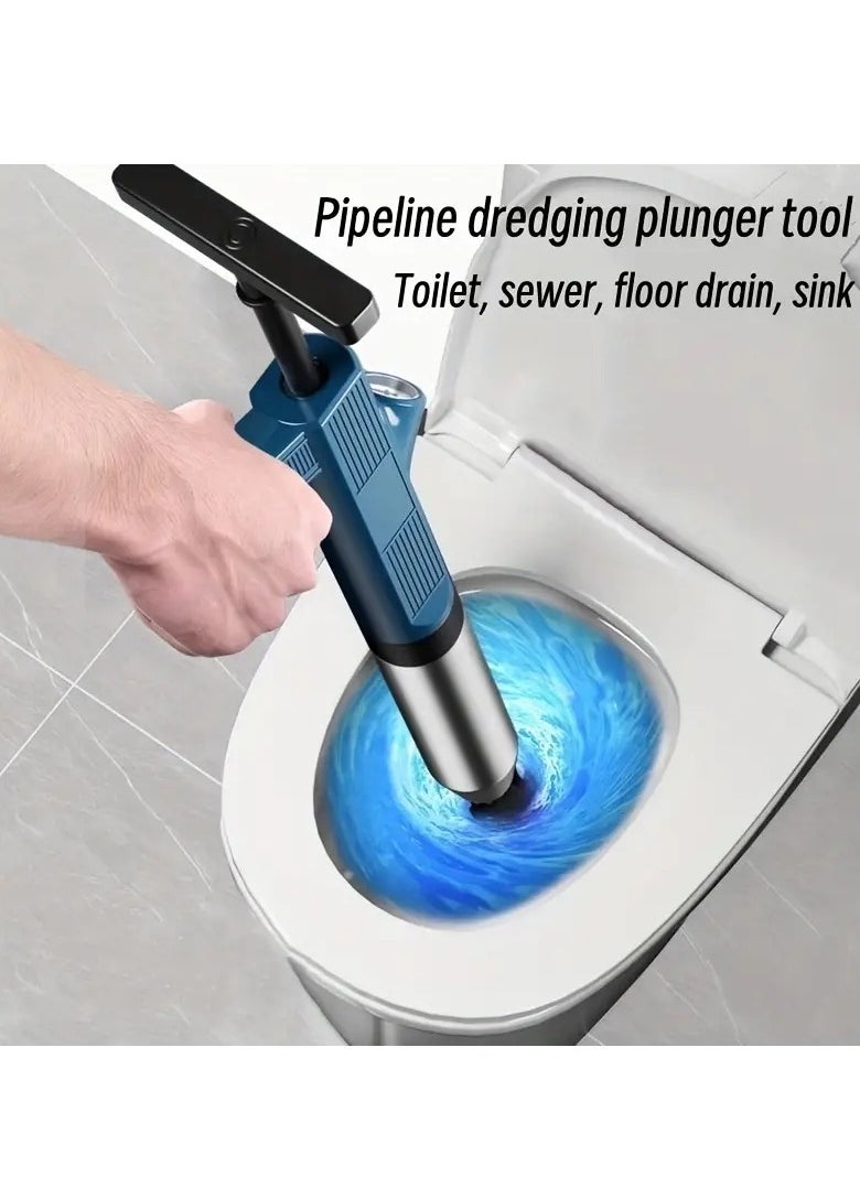 AROAQ Toilet Plunger, High Pressure Air Plunger Drain Clog Remover, Drain Blaster With Real Time Barometer, Drainage Pipes Unblocking Device For Toilet, Bathroom, Floor Drain, Sink, Kitchen, (White)  - Image 2