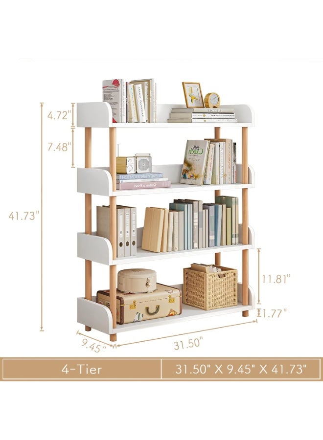 انسجام خزانة كتب خشبية مفتوحة من 4 طبقات - رف عرض عصري مع ألواح جانبية وإطار من الخشب الصلب لخزانة تخزين المنزل والمكتب - Image 2