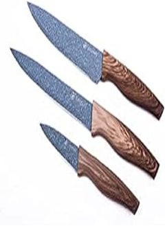 Generic Stainless Steel Knifes With Silicone Handle For Kitchen Set Of 3 Pieces - Grey Brown