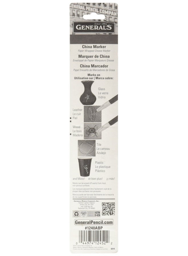 General Pencil 1240ABP China Marker Multi Purpose Grease Pencil, Black/White, 2-Pack - Image 2
