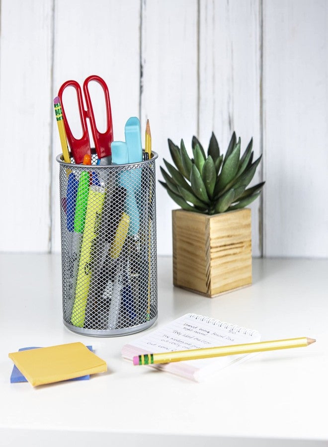 واي بي أم هوم حامل أقلام رصاص دائري من الفولاذ الشبكي من YBM HOME، فضي اللون، عبوة من قطعتين (2210-2). - Image 2