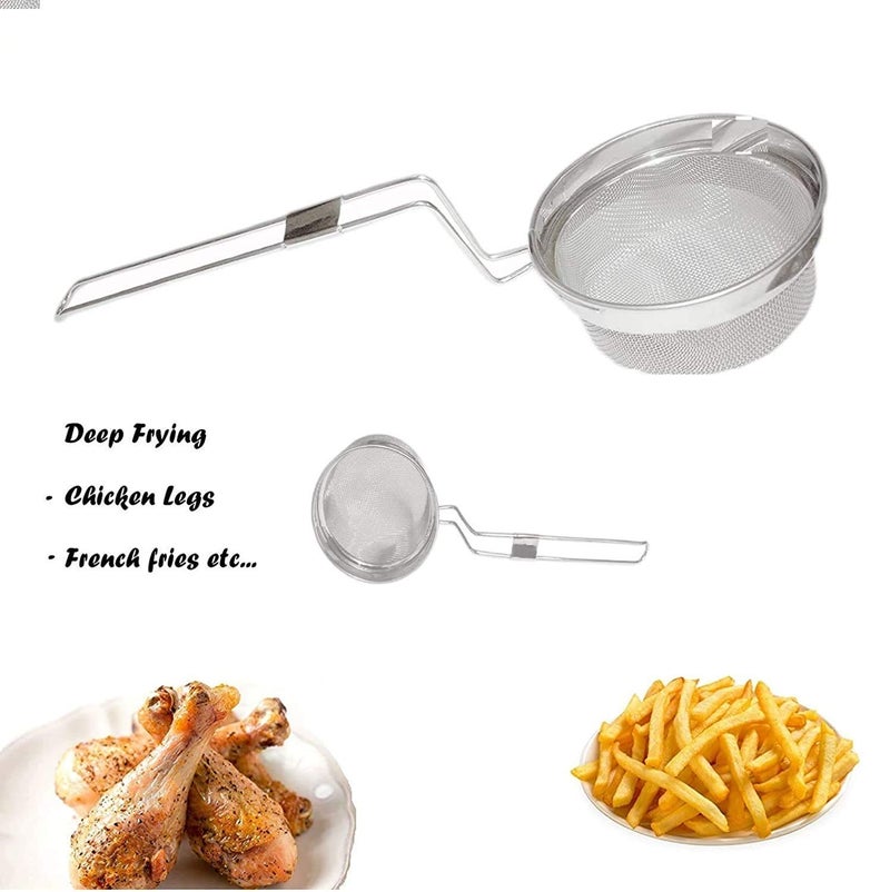 SONIQE Standard Stainless Stee Mesh Deep Fry Jhara Mesh Laddle Jharni Skimmer Puri Strainer with Handle for Perfect Oil Extraction Restaurant Home and Kitchen SpoonLadle for SpaetzlePastaChips6 IN - Image 4