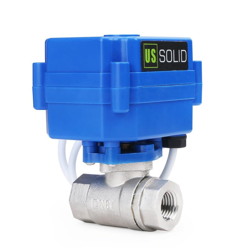 U.S. Solid 1/4" Motorized Ball Valve, 9-24V AC/DC, Stainless Steel Electrical Ball Valve with Full Port, and 3 Wire Setup, Normally Closed - Image 2