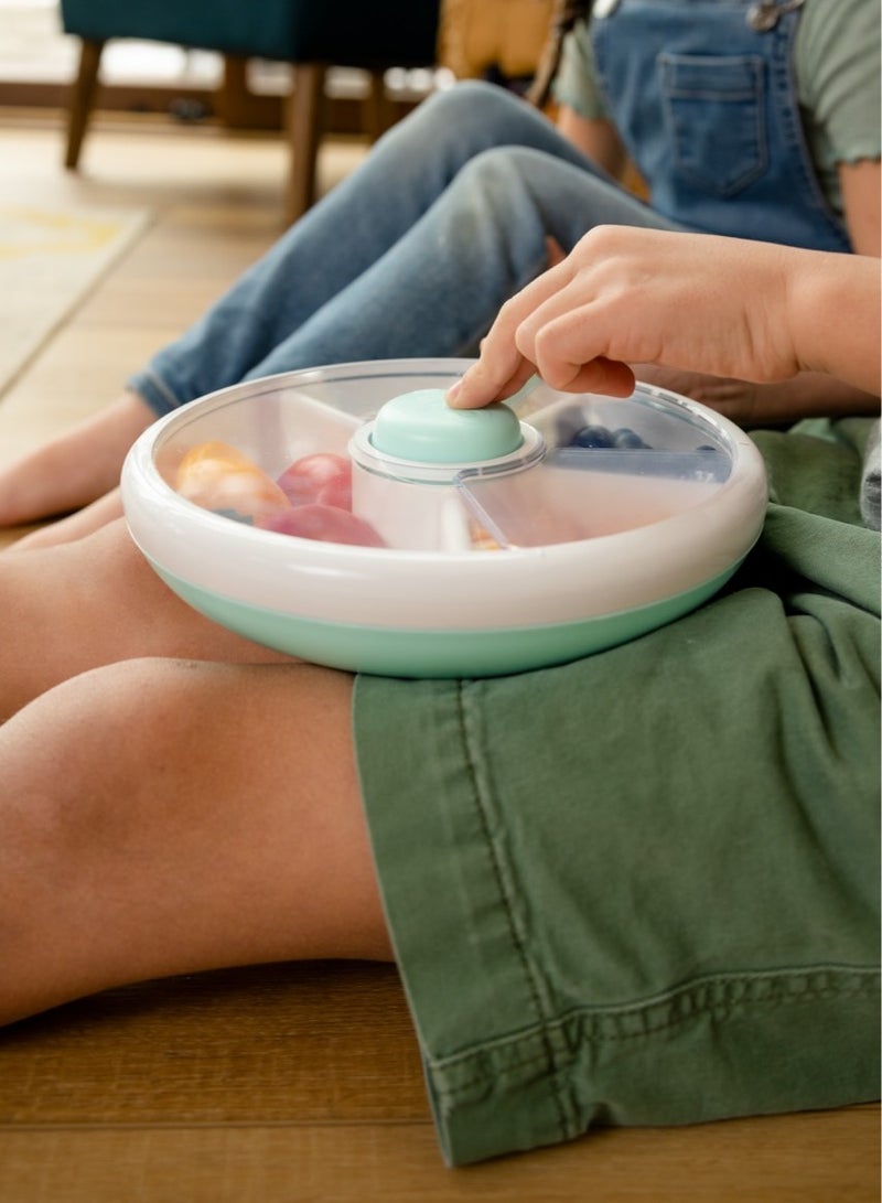 GOBE Gobe Large Snack Spinner Bundle with Hand Strap and Sticker Sheet - Reusable Container 4 Compartt Dispenser & Sliding Door | BPA PVC Free Dishwasher Safe No Spill, Leakproof - Image 4