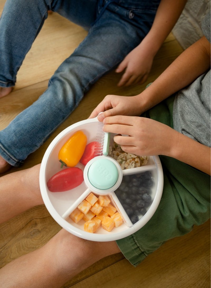 GOBE Gobe Large Snack Spinner Bundle with Hand Strap and Sticker Sheet - Reusable Container 4 Compartt Dispenser & Sliding Door | BPA PVC Free Dishwasher Safe No Spill, Leakproof - Image 5