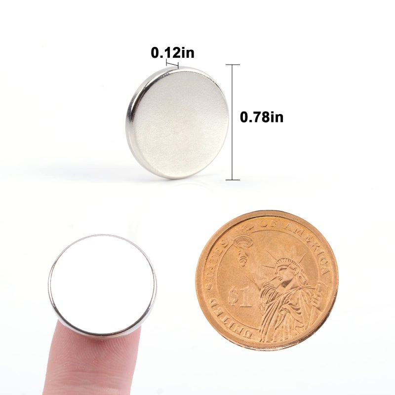 MIN CI 30 Pcs Super Strong Rare Earth Magnets, 20 x 3 mm Decorative Round Silver Neodymium Fridge Magnets, Multifunctional for Crafts, Whiteboard, Locker - Image 2