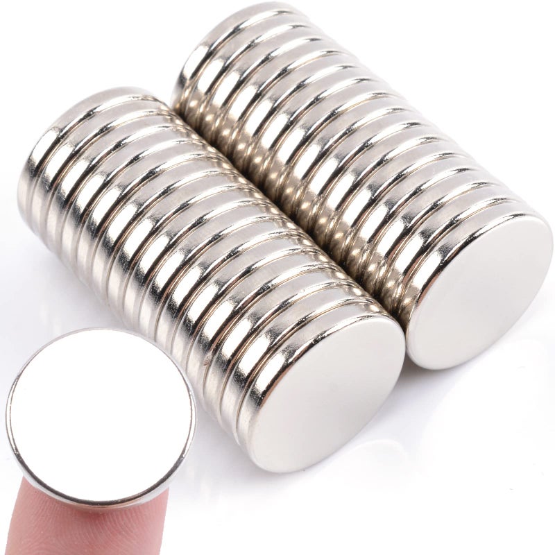 MIN CI 30 Pcs Super Strong Rare Earth Magnets, 20 x 3 mm Decorative Round Silver Neodymium Fridge Magnets, Multifunctional for Crafts, Whiteboard, Locker - Image 1