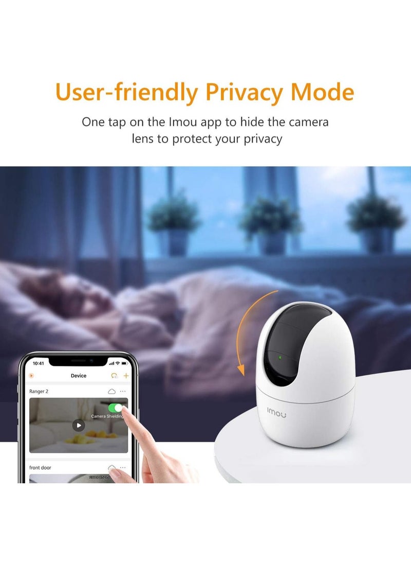 IMOU - Ranger 2 Indoor WiFi 2K Live Cam, 8x Digital Zoom, Motorized Pan and Tilt with 360° Coverage View, Accurate Human and Pet Detection, Smart Night Vision (Up to 10m), Privacy Mode, Smart Tracking, Two-Way Talk, MicroSD Slot (up to 256 GB) - Image 1