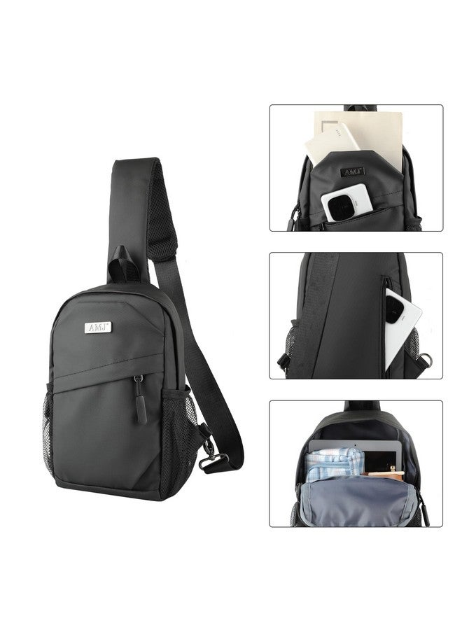 إيه إم جيه حقيبة كروس صغيرة للرجال من AMJ، حقيبة كتف صغيرة، حقيبة سفر يومية للمشي لمسافات طويلة والتخييم والرياضة (أسود) - Image 4