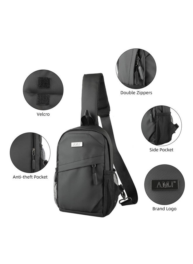 إيه إم جيه حقيبة كروس صغيرة للرجال من AMJ، حقيبة كتف صغيرة، حقيبة سفر يومية للمشي لمسافات طويلة والتخييم والرياضة (أسود) - Image 2