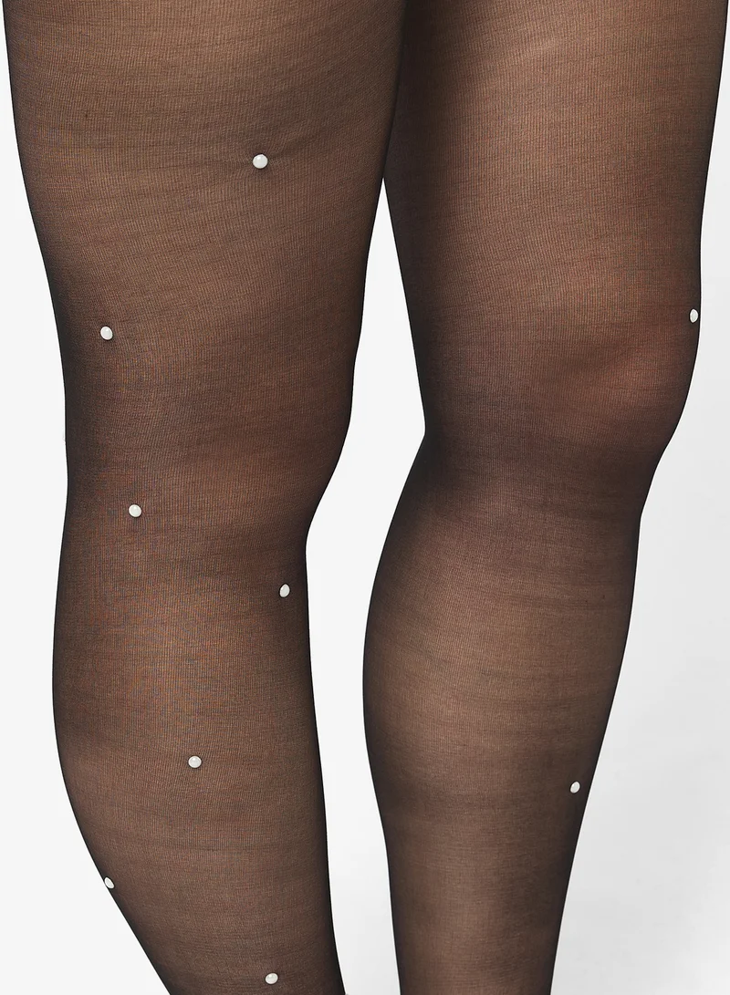 جينجر 15D Sheer Pearl Embellished Stockings