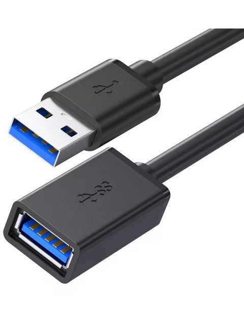 USB Extension Cable 2 Meters  USB 3.0 Extender Cord Type A Male to Female Data Transfer Compatible for Playstation,VR,USB Flash Drive,Card Reader,Hard Drive Black