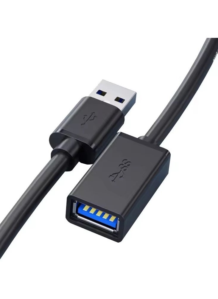 Samu - USB Extension Cable 2 Meters  USB 3.0 Extender Cord Type A Male to Female Data Transfer Compatible for Playstation,VR,USB Flash Drive,Card Reader,Hard Drive Black - Image 1