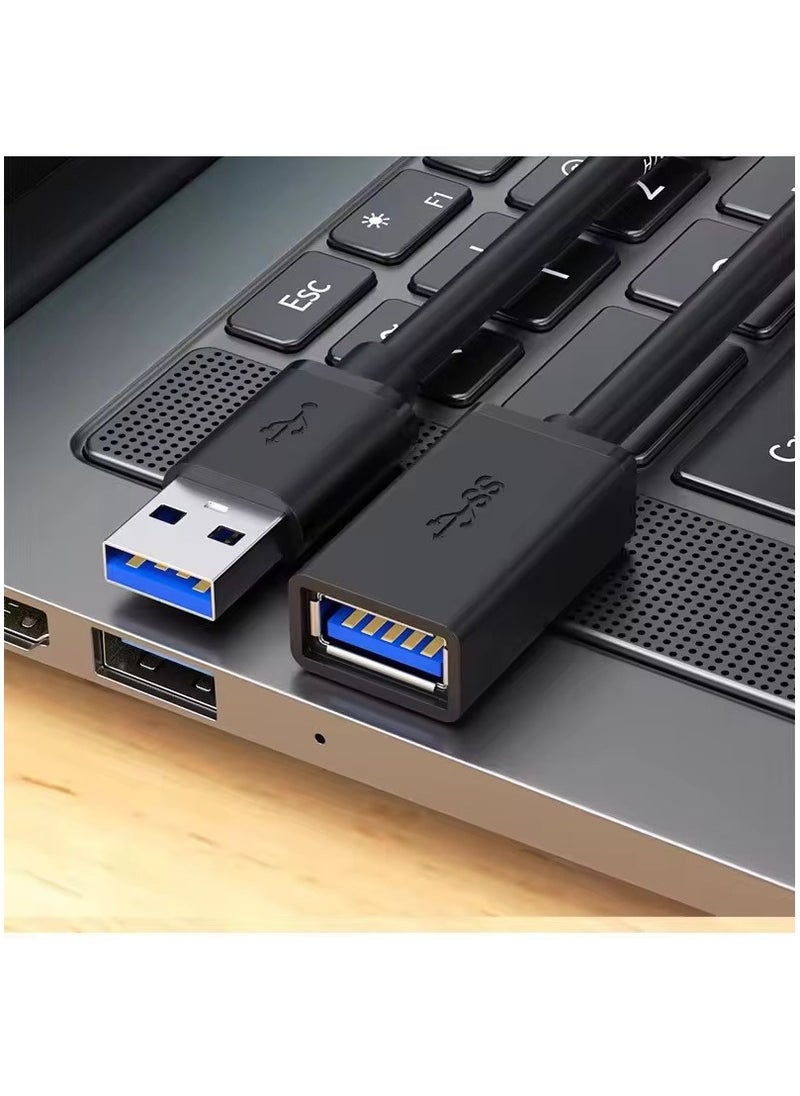 Samu - USB Extension Cable 2 Meters  USB 3.0 Extender Cord Type A Male to Female Data Transfer Compatible for Playstation,VR,USB Flash Drive,Card Reader,Hard Drive Black - Image 1