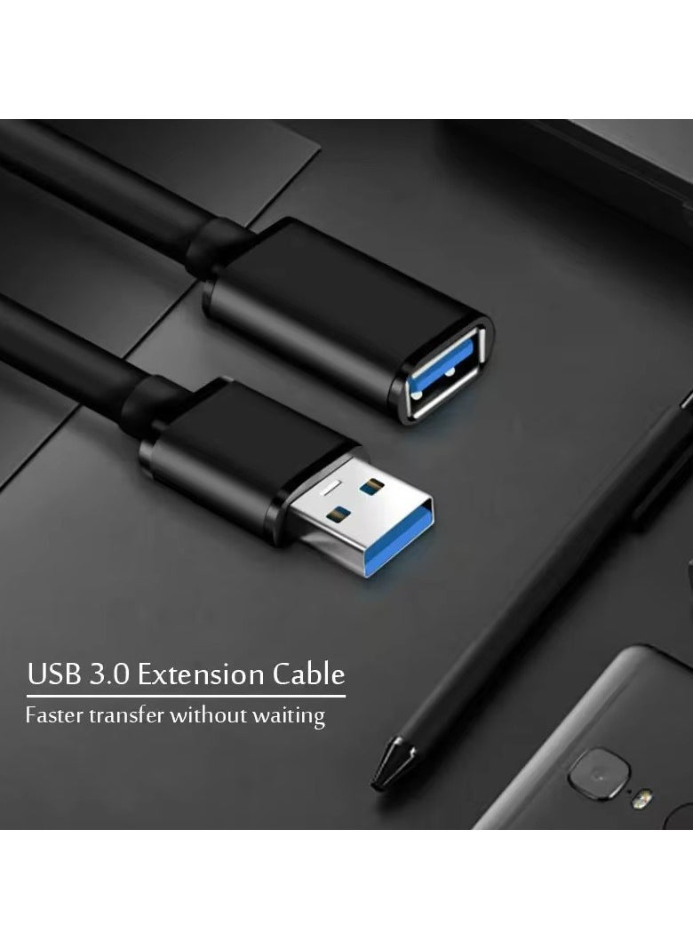 Samu - USB Extension Cable 2 Meters  USB 3.0 Extender Cord Type A Male to Female Data Transfer Compatible for Playstation,VR,USB Flash Drive,Card Reader,Hard Drive Black - Image 1