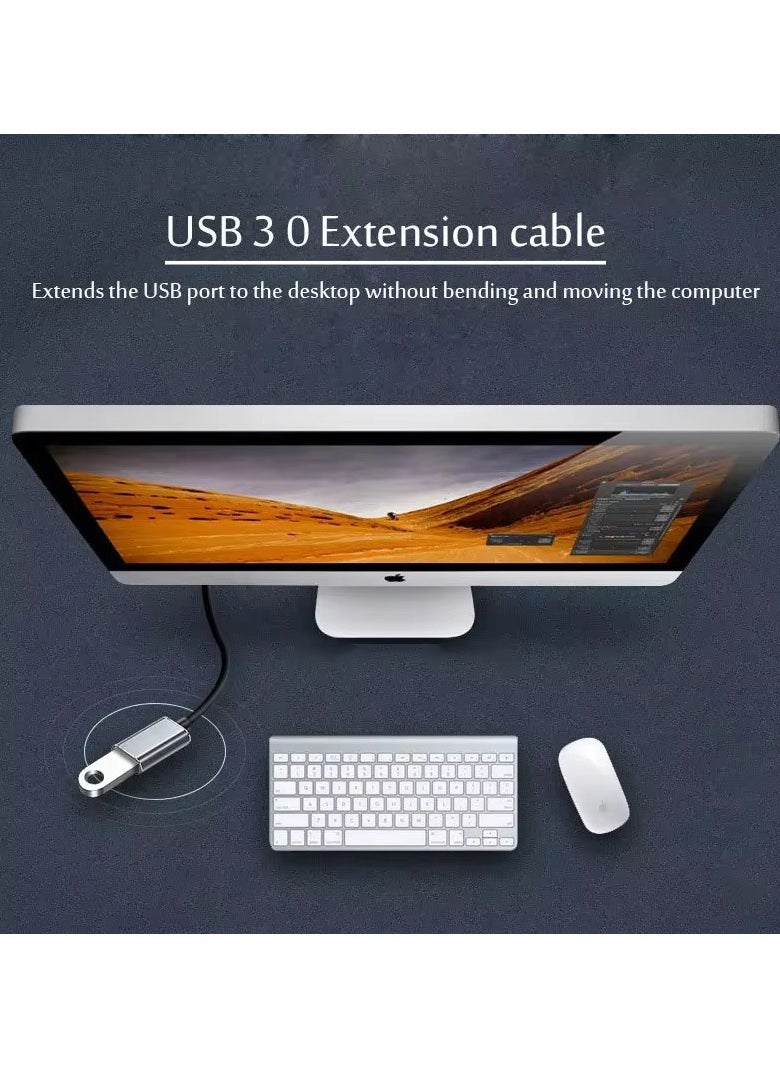 Samu - USB Extension Cable 2 Meters  USB 3.0 Extender Cord Type A Male to Female Data Transfer Compatible for Playstation,VR,USB Flash Drive,Card Reader,Hard Drive Black - Image 1