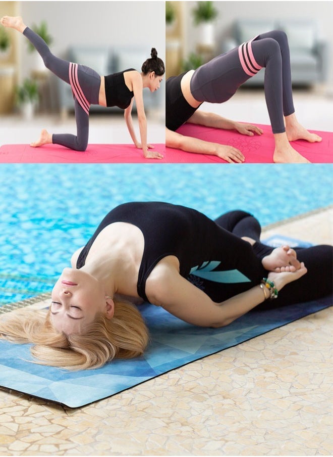 ZCM-HAPPY Yoga Mat with Straps, Non-Slip TPE Pilates Fitness Mat for Home Exercise and Meditation 183x61x0.6cm  - Image 2