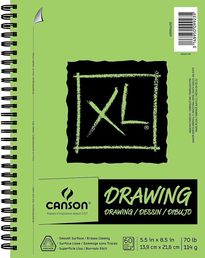 Canson XL Series Drawing Paper Wirebound Pad 55x85 inches 60 Sheets 70lb114g  Artist Paper for Adults and Students  Charcoal Colored Pencil Ink Pastel Marker - Image 1