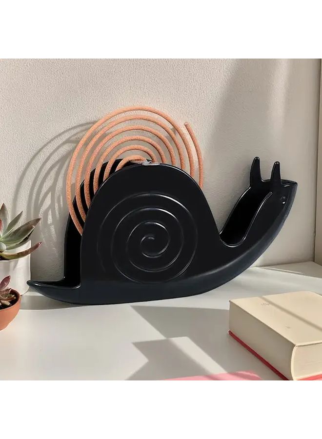 Snail Shaped Mosquito Coil Holder With Lid White Black Cute Design Stable For Small Devices - Image 3