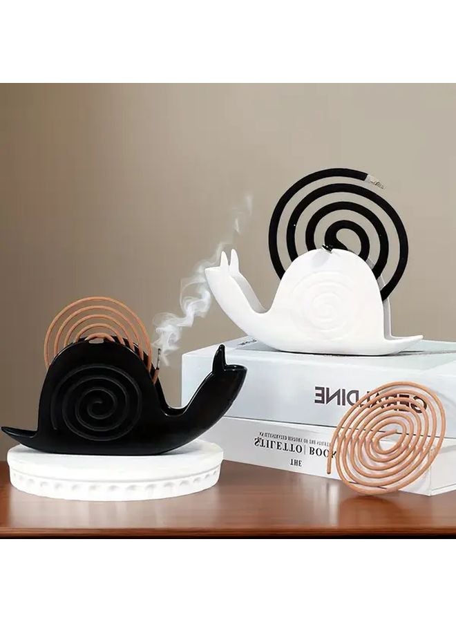 Snail Shaped Mosquito Coil Holder With Lid White Black Cute Design Stable For Small Devices - Image 2