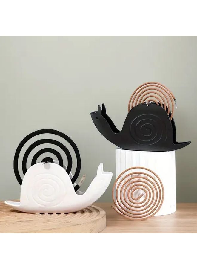 Snail Shaped Mosquito Coil Holder With Lid White Black Cute Design Stable For Small Devices - Image 4