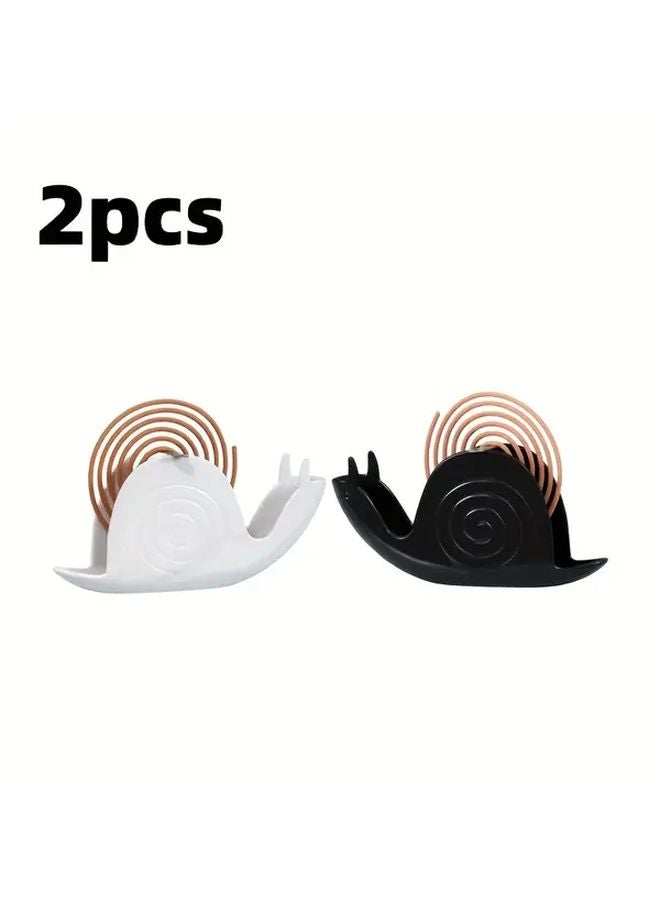 Snail Shaped Mosquito Coil Holder With Lid White Black Cute Design Stable For Small Devices - Image 1