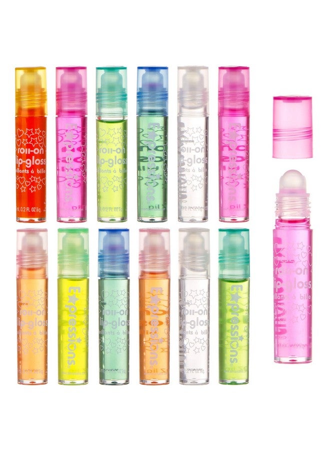Expressions Girl Expressions 12pc Roll On Lip Gloss Set with Carrying Case, Glossy Lip Make-up for Kids and Teens - Fruity Flavors, Non Toxic, Kid Friendly, Party Gift, Best Friends - Image 2