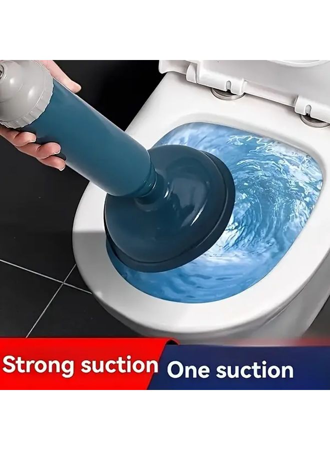 Blue Heavy Duty Manual Toilet Clog Remover Powerful Suction Drain Cleaner Tool - Image 3