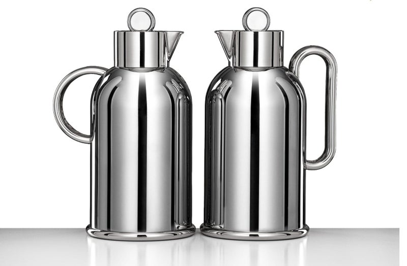 Almarjan 2-Piece Vacuum Flask Set – 1L + 1L – Silver  Finish - Image 2