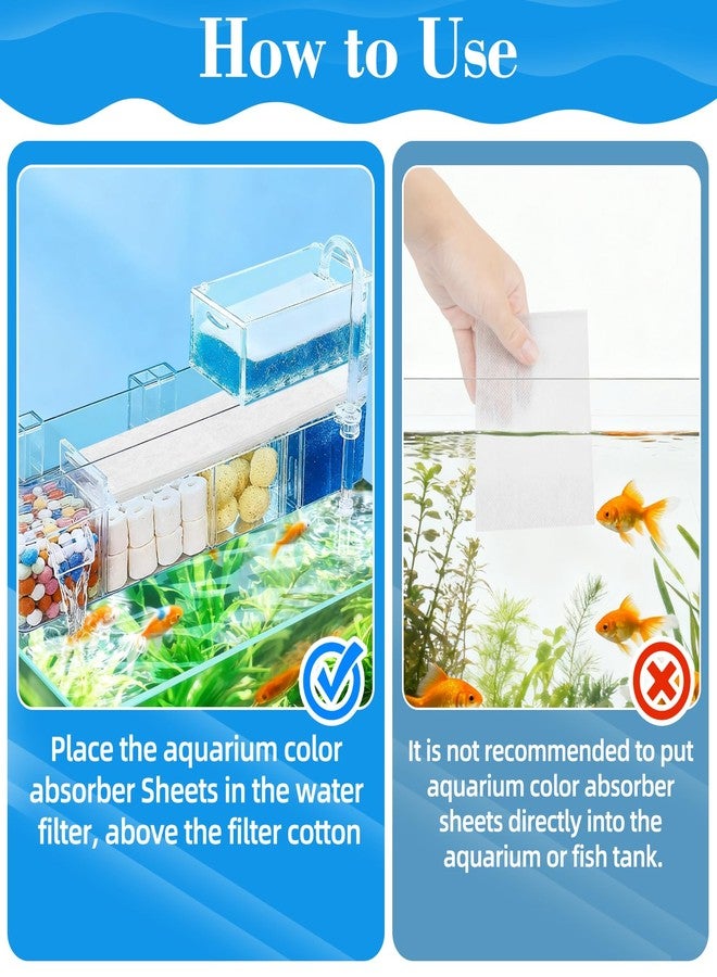 Rainflow 100PCS Aquarium Filter Pad Color Absorbing Sheets - Aquarium Filter Media Remove Driftwood Tannins, Remove Yellow Water, Filter Floss Pond Filter Media for Aquarium, Freshwater and Saltwater - Image 3