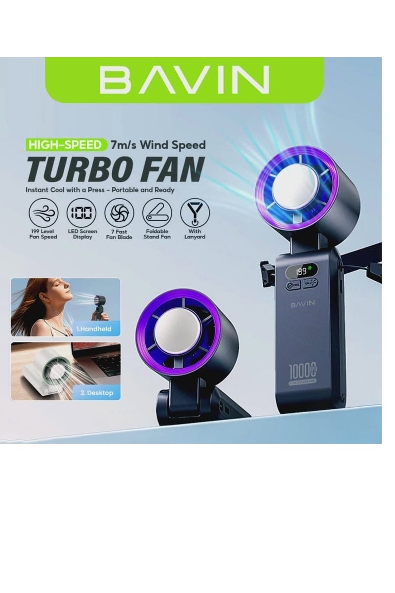 Bavin Foldable Mini Turbo Refrigeration Cooling & Rechargeable Fan and Handheld - Image 2