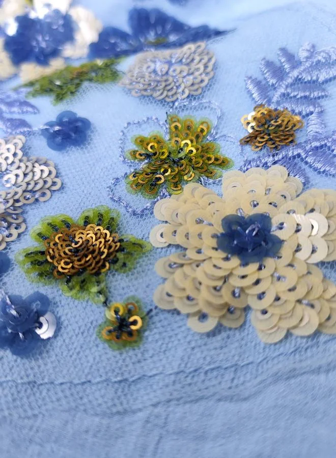 Take Two  Women Blue Flower Detail V-Neck Jalabiya for Women | Best Price UAE