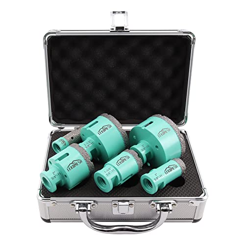 LEKOMESH Diamond Core Drill Bits Set 6pcs Tile Hole Saw Kit for Porcelain Tile Ceramic Marble Brick Concrete with 5/8-11 Thread(25/35/50/65/75mm+20mm Finger Bit) - Image 1