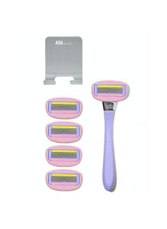 AOA STUDIO Oa Studio Women'S 5Blade 7Pc Kit Including 1Pc Handle 5Pcs Fiveblade Heads From Swedish1Pcs Stainless Steel Shower Hook Hydrating Aloe And Vitamin E Strip Cleanest Closest Comfortable Shave  - Image 2