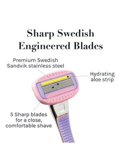 AOA STUDIO Oa Studio Women'S 5Blade 7Pc Kit Including 1Pc Handle 5Pcs Fiveblade Heads From Swedish1Pcs Stainless Steel Shower Hook Hydrating Aloe And Vitamin E Strip Cleanest Closest Comfortable Shave  - Image 5