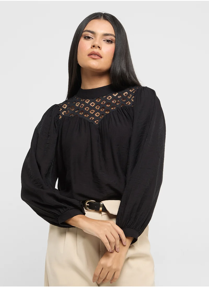 ELLA Puff Sleeved Sheer Top