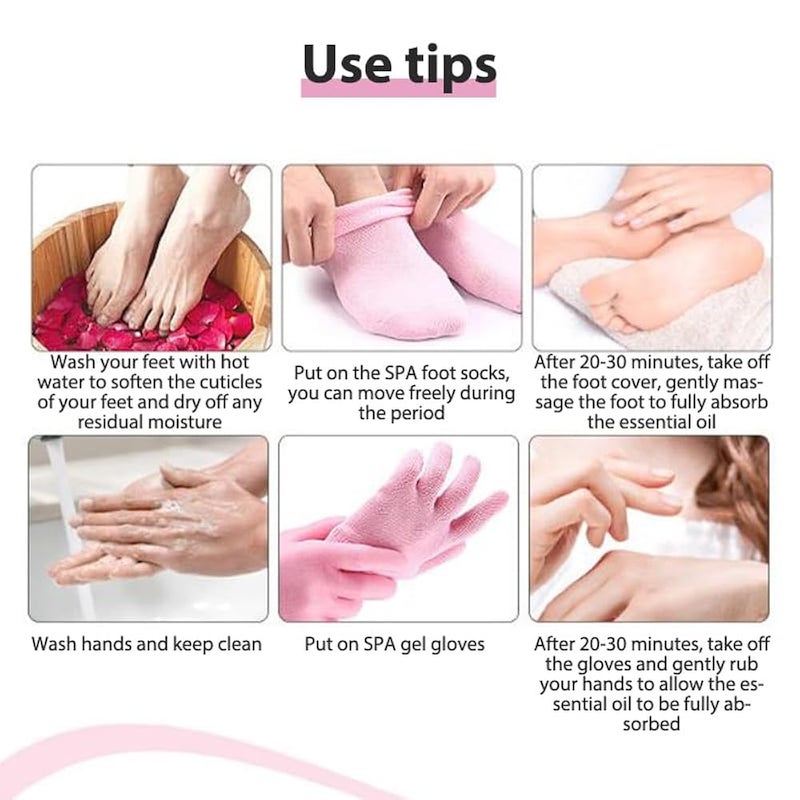 1 Pair Moisturizing Socks and Gloves for Dry and Rough Hands and Feet Treatments, Silicone Gloves and Socks for Softening Dry and Cracked Skin Reusable (Purple) - Image 4