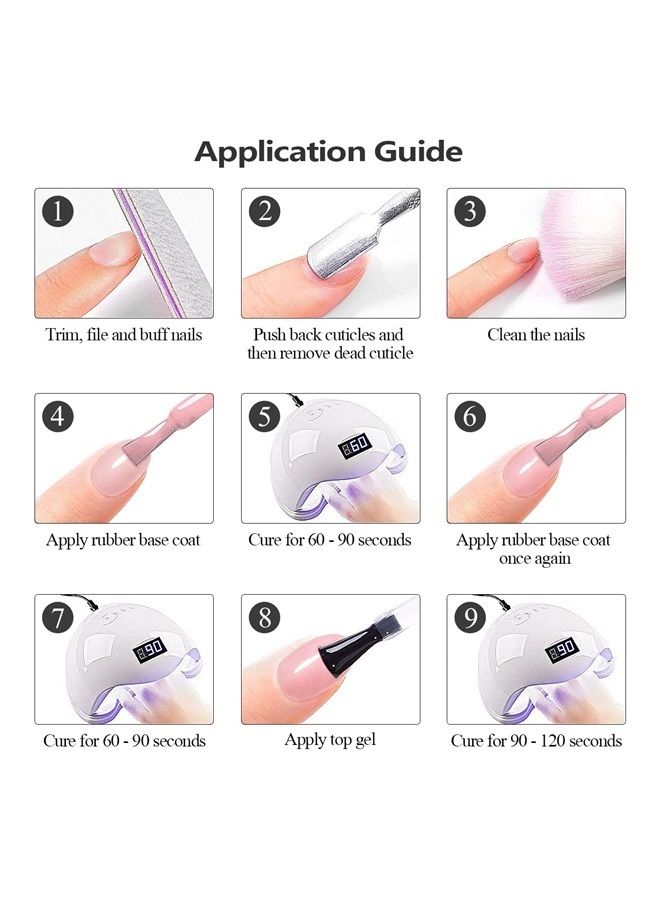 RARJSM Rubber Base Gel Light Pink Sheer Rubber Base Coat Gel Nail Polish Transparente Pink for Nails French Manicure Extend Gel Soak Off UV LED Curing Requires Single Bottle 15ml Salon Home DIY Use - Image 5