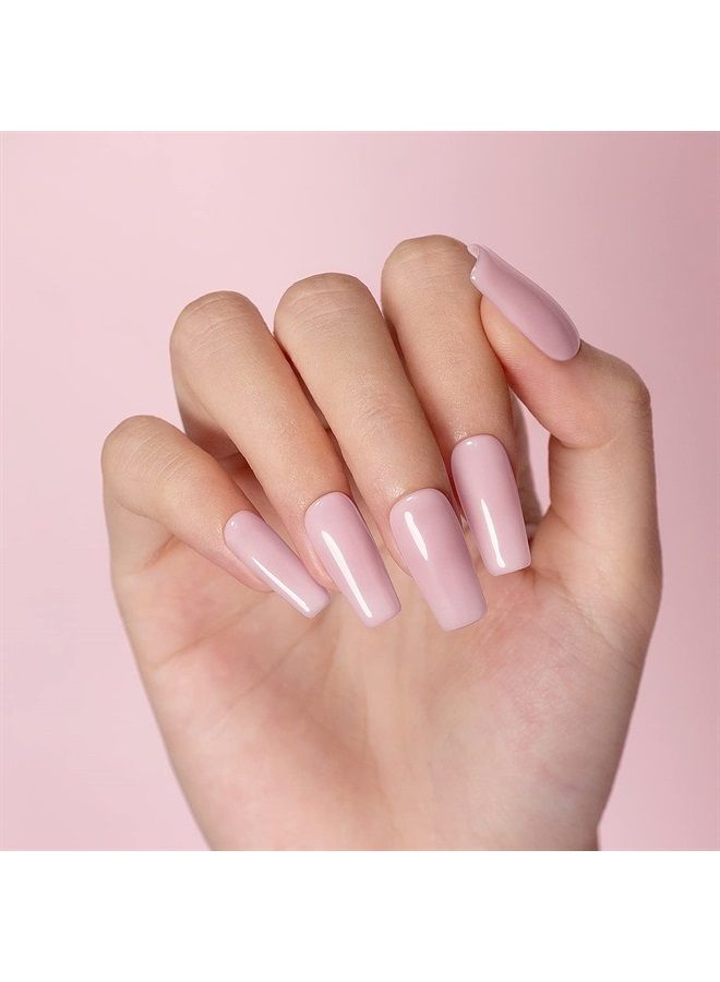 RARJSM Rubber Base Gel Light Pink Sheer Rubber Base Coat Gel Nail Polish Transparente Pink for Nails French Manicure Extend Gel Soak Off UV LED Curing Requires Single Bottle 15ml Salon Home DIY Use - Image 2