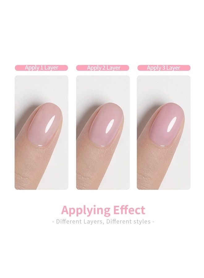 RARJSM Rubber Base Gel Light Pink Sheer Rubber Base Coat Gel Nail Polish Transparente Pink for Nails French Manicure Extend Gel Soak Off UV LED Curing Requires Single Bottle 15ml Salon Home DIY Use - Image 4