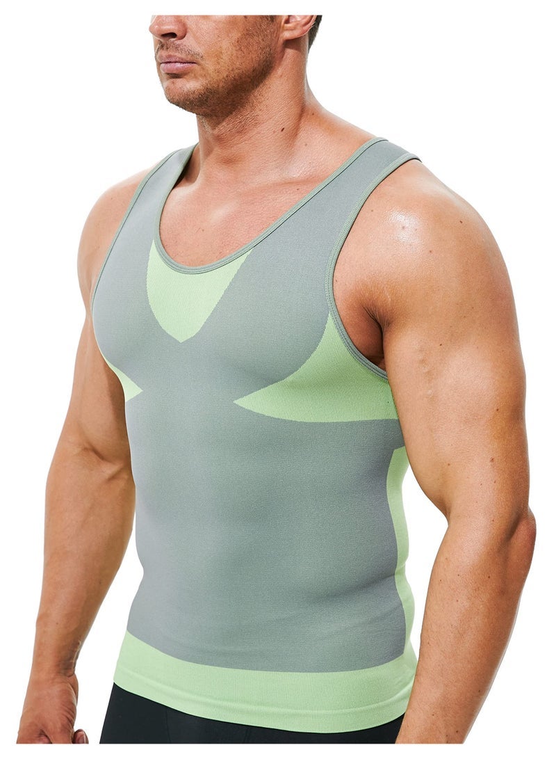 Compression Shirt Undershirt Square Cut Muscle Tank Top Workout Vest Abs Abdomen Slim Sleeveless A-Shirt G-Unit G-Shirt, XL Size - Image 1