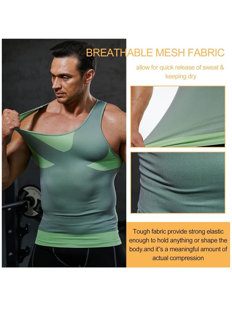 Compression Shirt Undershirt Square Cut Muscle Tank Top Workout Vest Abs Abdomen Slim Sleeveless A-Shirt G-Unit G-Shirt, XL Size - Image 2