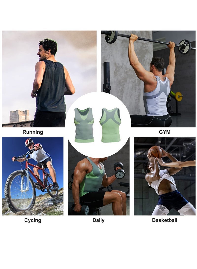 Compression Shirt Undershirt Square Cut Muscle Tank Top Workout Vest Abs Abdomen Slim Sleeveless A-Shirt G-Unit G-Shirt, XL Size - Image 5