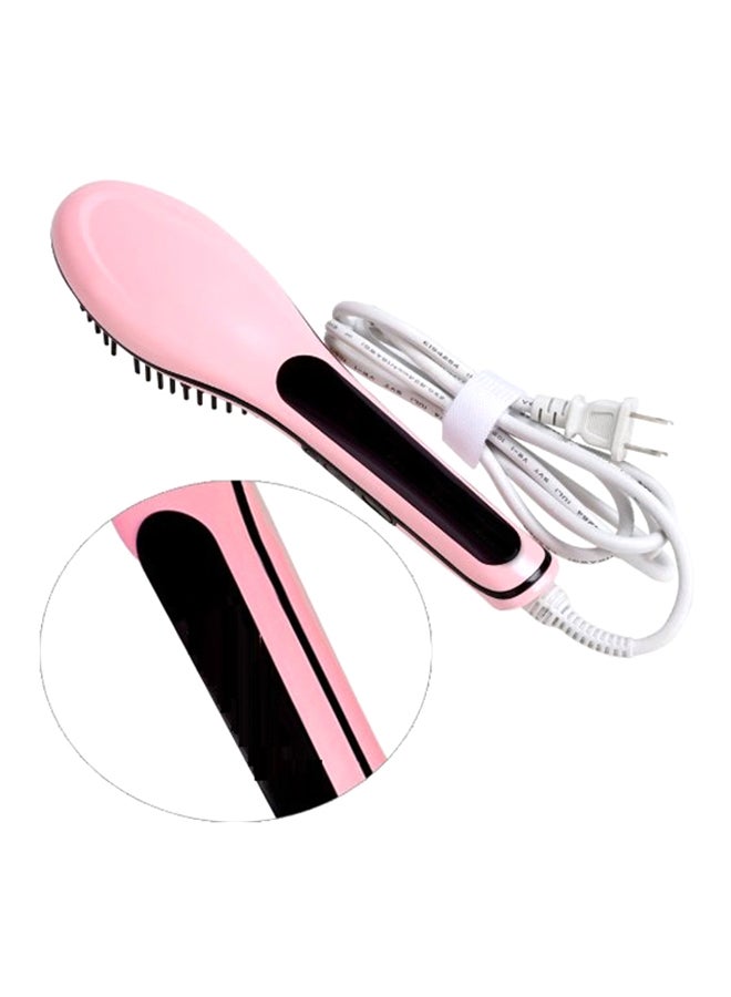 Electric Hair Straightener Brush With LCD Display Pink - Image 2