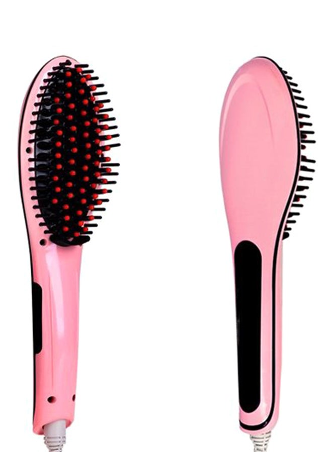 Electric Hair Straightener Brush With LCD Display Pink - Image 4